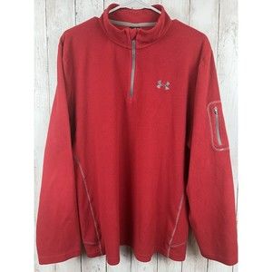 Under Armour fleece pullover men sweatshirt adult Extra Large XL quarter zip red